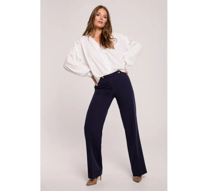 K114 Klasické nohavice s rovnými nohavicami - tmavo modré K114 Klasické nohavice s rovnými nohavicami - tmavo modré