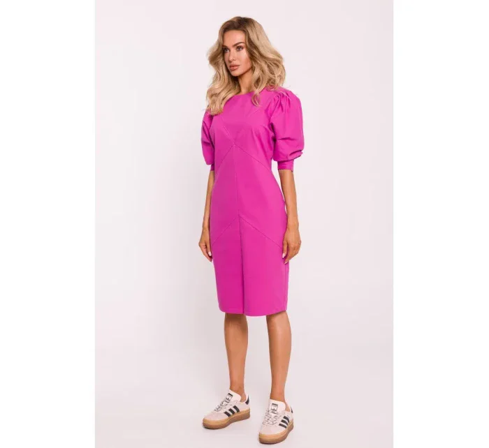 M803 Šaty s puzdrovými rukávmi - ružové