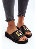 Dámske kožené papuče s čiernym lemovaním Asames