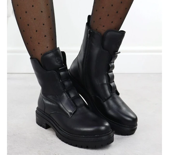 Dámské černé kožené boty model 21905958 - Rieker Dámské černé kožené boty model 21905958 - Rieker