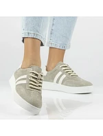 Filippo DP7512 dámske kožené tenisky na platforme v khaki farbe