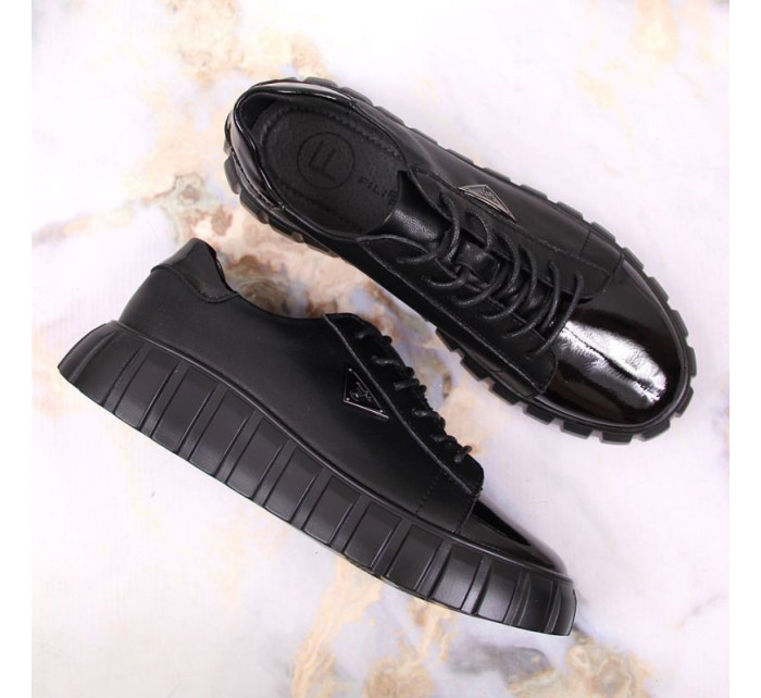 Čierne kožené topánky Filippo W PAW365