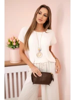 Viskózový set plisovaná blúzka + nohavice béžová Viskózový set plisovaná blúzka + nohavice béžová