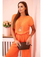Viskózový set plisovaná blúzka + nohavice Oranžová