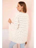 Dámsky sveter s vreckami čipka béžová Dámsky sveter s vreckami čipka béžová