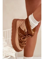 Nízké dámské sněhule s kožíškem a šněrováním Camel model 21705646 - Boto Nízké dámské sněhule s kožíškem a šněrováním Camel model 21705646 - Boto