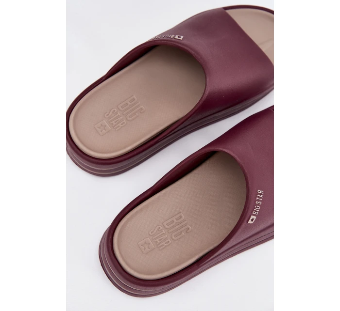 Klapki Damskie Na Platformie Big Star SS274425 Bordowe