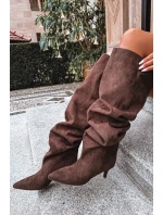 Wsuwane Kozaki Damskie Na Szpilce Czekoladowe Ysolienne