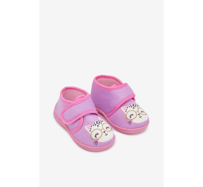 Dětské pantofle na suchý zip fialové Katline