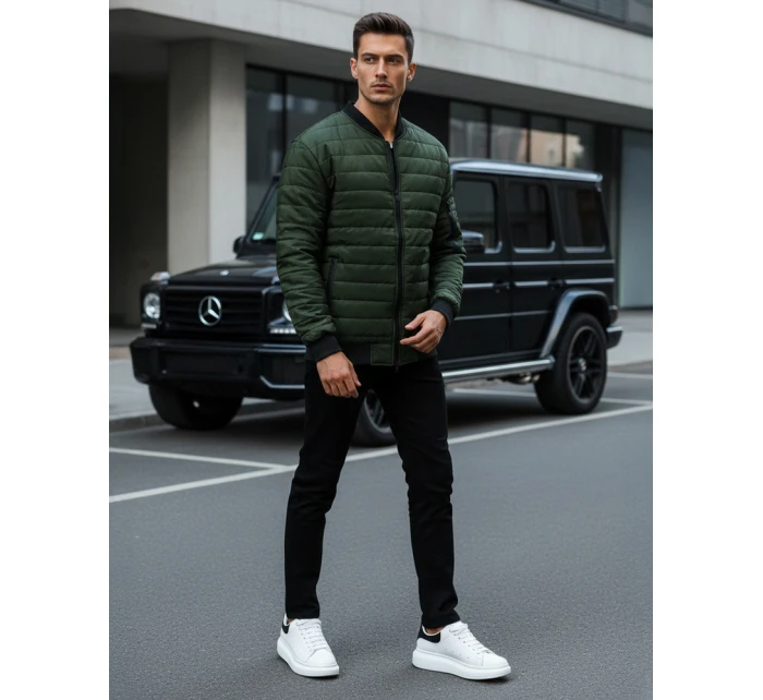 Pánska prešívaná bunda bomber zelená TX2211A