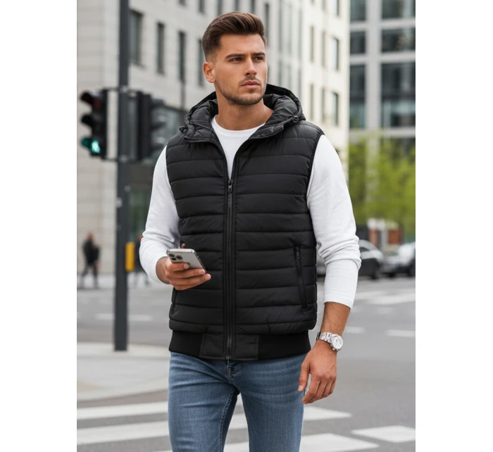 Pánska čierna vesta FashionStreet TX4235 Pánska čierna vesta FashionStreet TX4235