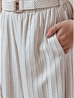 Dámské široké kalhoty s páskem beige Dstreet model 21988976 - FashionStreet Dámské široké kalhoty s páskem beige Dstreet model 21988976 - FashionStreet