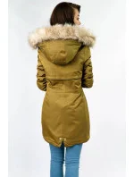 Žltá dámska zimná bunda s podšívkou z machovej kožušiny (b2623) Žltá dámska zimná bunda s podšívkou z machovej kožušiny (b2623)