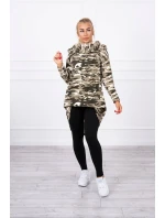 Mikina s dlhým chrbtom moro khaki+ecru