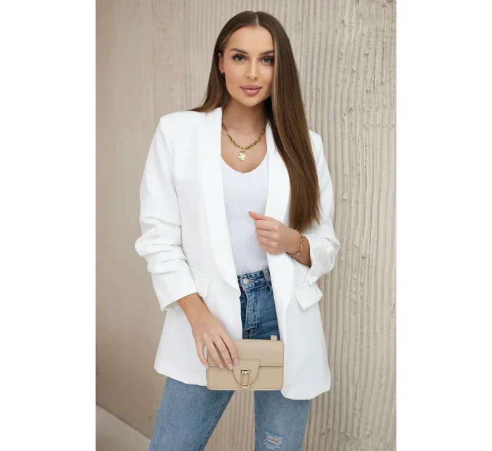 Sako s klopami elegantné ecru