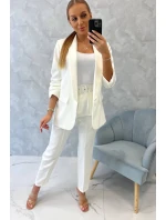 Elegantná súprava saka a nohavíc vo farbe ecru