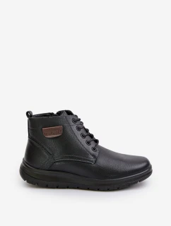 Botki Męskie Ocieplane Na Zamek Sznurowane Czarne Hlimena