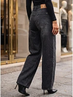 Dámske džínsy s vysokým pasom a balónovým strihom, čierne, FashionStreet UY3131 Dámske džínsy s vysokým pasom a balónovým strihom, čierne, FashionStreet UY3131