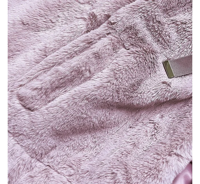 Krátka ružová dámska kožušinová bunda (R8050-81)