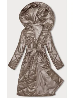 Prešívaná bunda vo farbe cappuccino na patentky (B8179-12)