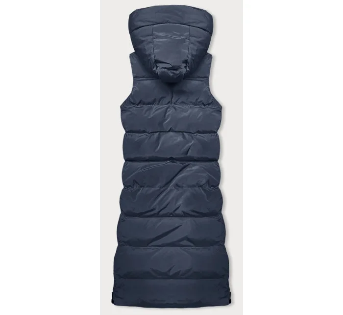 Tmavomodrá hrubšia dámska vesta (23-008)