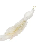 OZDOBNÝ VTÁČIK NA KLIPE 38CM BIELY A ZLATÝ