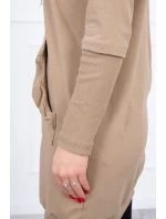 Šaty s ozdobnými volánikmi a kapucňou camel Šaty s ozdobnými volánikmi a kapucňou camel