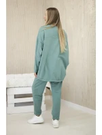 Bavlnená tepláková súprava Oversize + nohavice tmavá mentolová Bavlnená tepláková súprava Oversize + nohavice tmavá mentolová