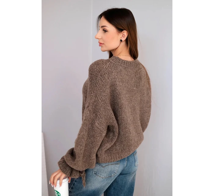 Dámsky mohérový sveter s hrubým úpletom a fango rukávmi