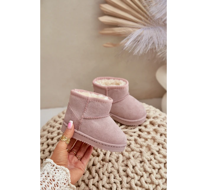 Dziecięce Ocieplane Botki Śniegowce Różowe Gooby