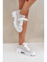 Sneakersy Buty Sportowe Na Platformie CheBello 4632 Srebrne