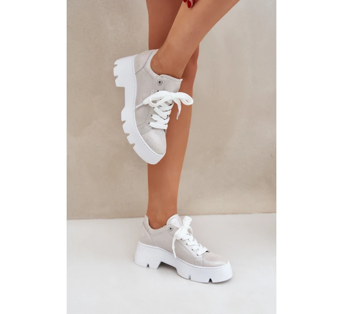 Sneakersy Buty Sportowe Na Platformie CheBello 4632 Srebrne