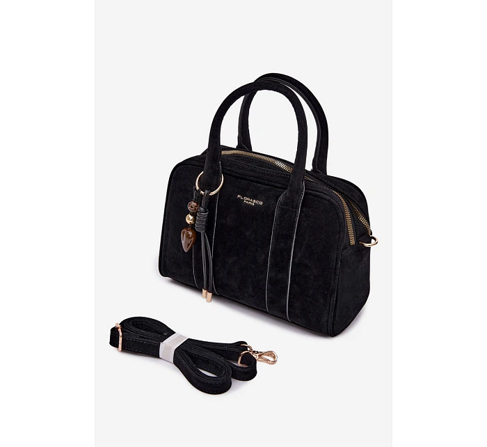 Eko semišová kabelka s přívěskem Černá model 22111552 - Flora&Co