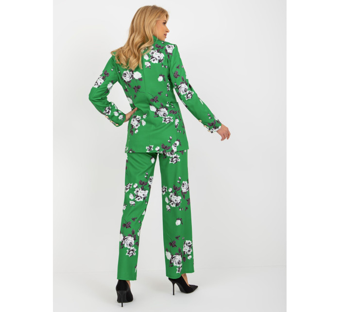 Zelené elegantné sako s ružami z obleku