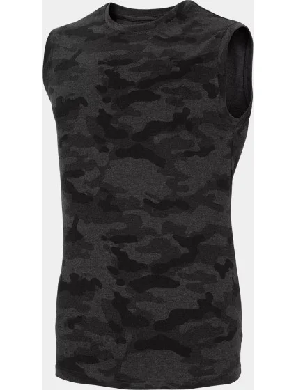 Pánske tričko bez rukávov D4L20 TSM306M Khaki black- 4F