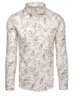 Pánska biela košeľa s listami FashionStreet DX2639