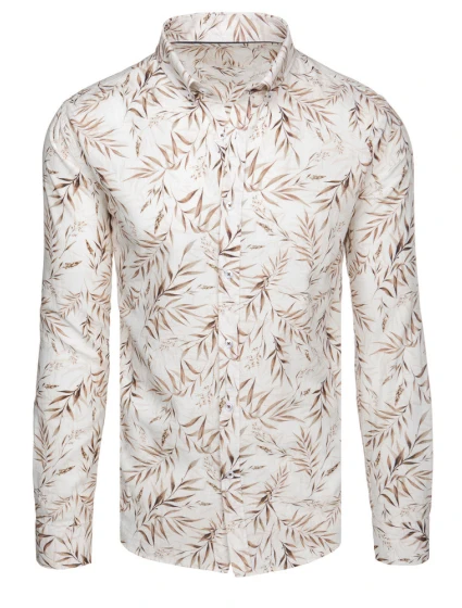 Pánska biela košeľa s listami FashionStreet DX2639