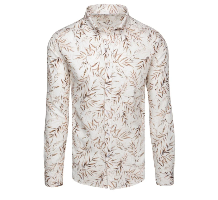 Pánska biela košeľa s listami FashionStreet DX2639