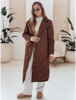 Dámský prošívaný dlouhý kabát hnědý Dstreet model 21990538 - FashionStreet