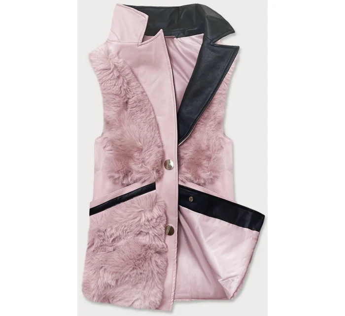 Růžová dámská vesta s kožíškem model 16151643 - S'WEST Růžová dámská vesta s kožíškem model 16151643 - S'WEST