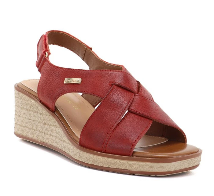 Sergio model 22117000 dámské vínové kožené sandály na platformě - LEONE