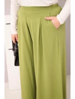 Dámské bavlněné kalhoty Plus Size s širokým střihem a volným střihem pistáciové