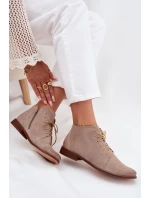 Zamszowe Botki Na Płaskim Obcasie Cappuccino Zazoo 4078
