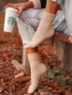 Dámske vlnené ponožky - béžové