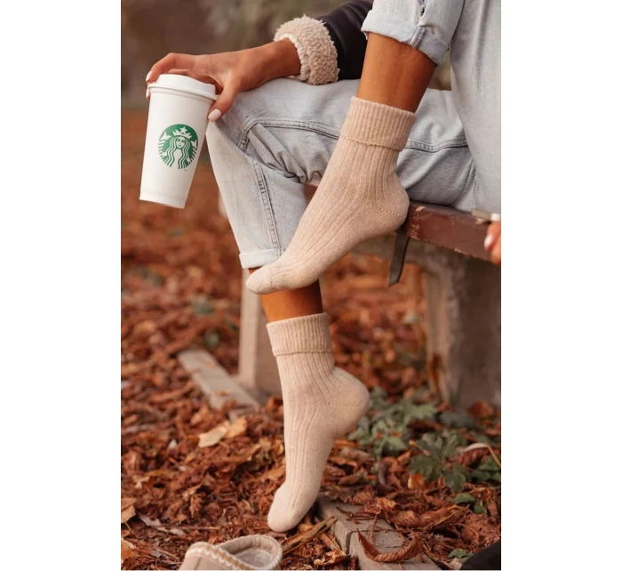 Dámske vlnené ponožky - béžové