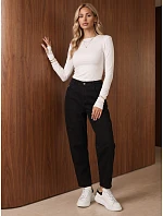 Dámske džínsy Mom Fit s vysokým pásom, čierne, FashionStreet UY3208 Dámske džínsy Mom Fit s vysokým pásom, čierne, FashionStreet UY3208