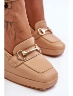 Modne Skórzane Czółenka Nude Rouse