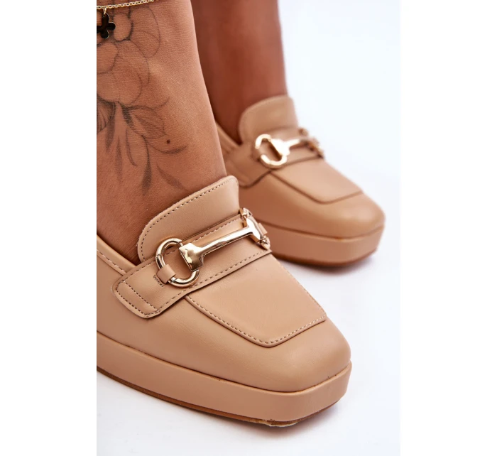 Modne Skórzane Czółenka Nude Rouse