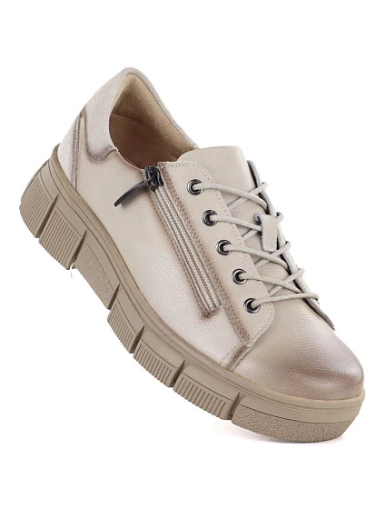 Dámské kožené boty na platformě béžové model 22097280 - Cambell Dámské kožené boty na platformě béžové model 22097280 - Cambell