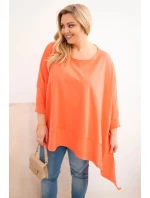 Dámská tunika Plus Size z bavlny s asymetrickým spodním lemem meruňková Dámská tunika Plus Size z bavlny s asymetrickým spodním lemem meruňková